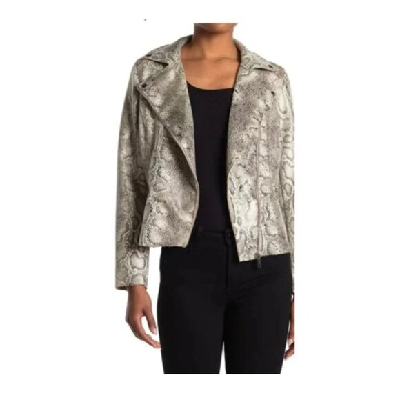 Philosophy Snake Skin Print Moto Jacket - Picture 1 of 6